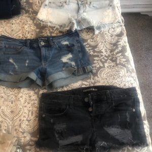 3 pairs of denim shorts. (Express & American eagle